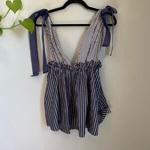 Babydoll Stripe Velvet V Neck Tank Top